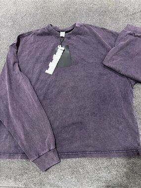 ON SALE!! Inflation Oversized Washed Purple Crewneck T-Shirt with Long Sleeves